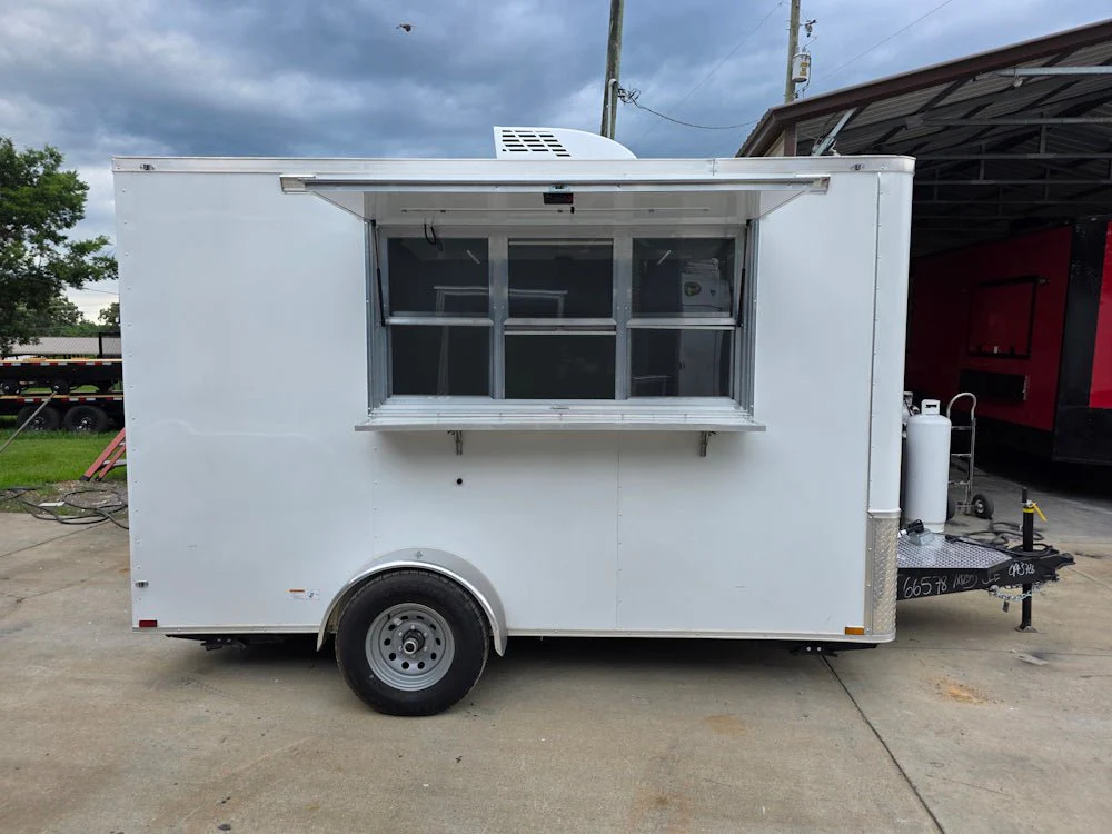 7' x 12' White Custom Flat Front Concession Trailer