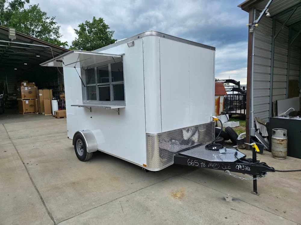 7' x 12' White Custom Flat Front Concession Trailer