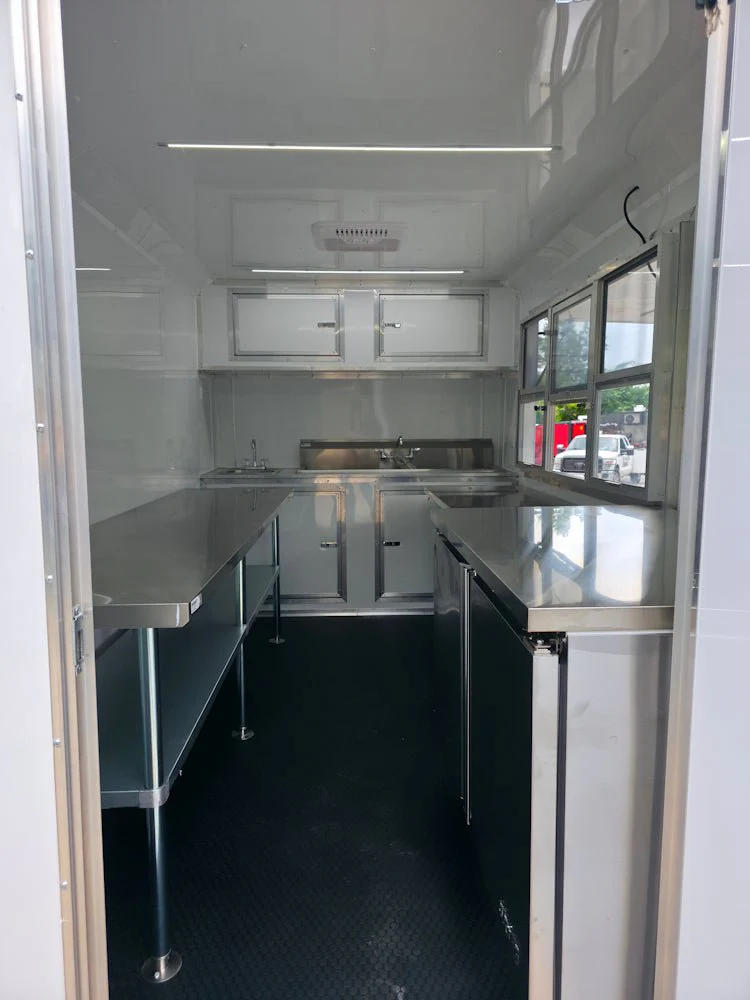 7' x 12' White Custom Flat Front Concession Trailer