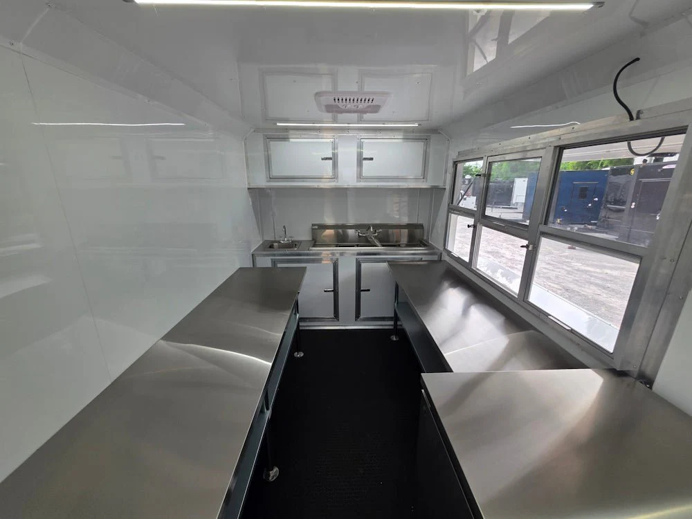 7' x 12' White Custom Flat Front Concession Trailer