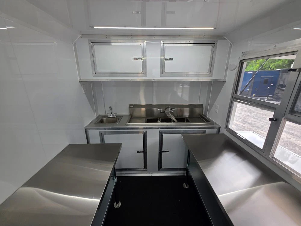 7' x 12' White Custom Flat Front Concession Trailer