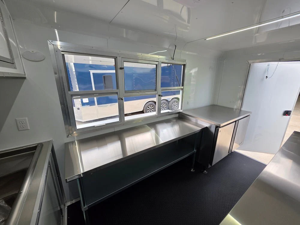 7' x 12' White Custom Flat Front Concession Trailer