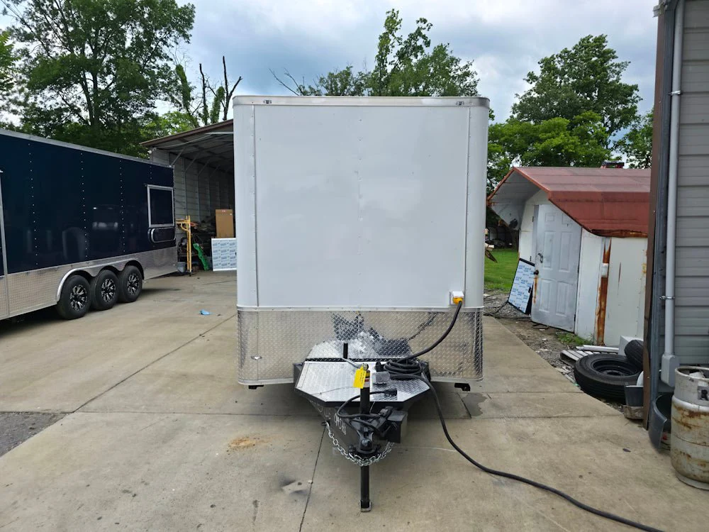 7' x 12' White Custom Flat Front Concession Trailer