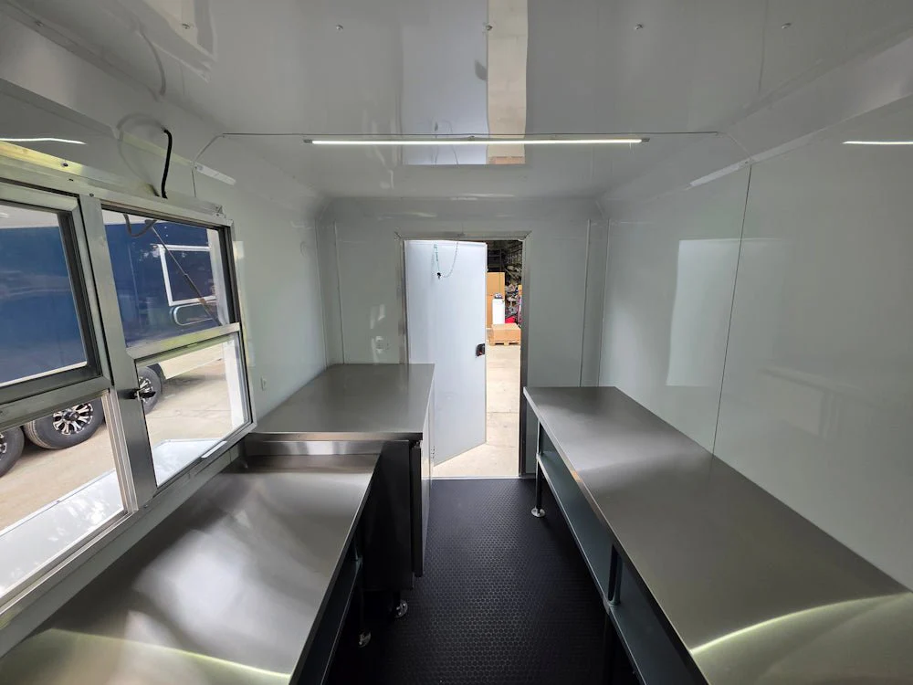 7' x 12' White Custom Flat Front Concession Trailer