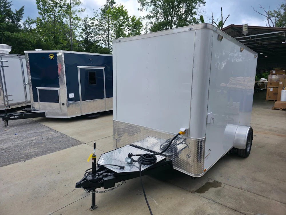 7' x 12' White Custom Flat Front Concession Trailer