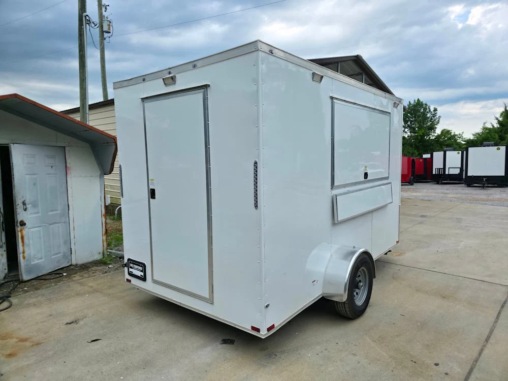 7' x 12' White Custom Flat Front Concession Trailer
