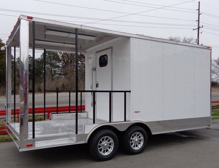 Concession Trailer 8.5'x18' White - BBQ Smoker Catering Food