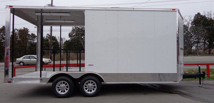 Concession Trailer 8.5'x18' White - BBQ Smoker Catering Food