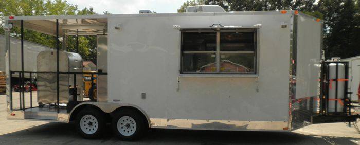 1348-concession-trailer-8.5-x22-white-bbq-smoker-event-catering-food-2.jpg Concession Trailer 8.5'x22' White - BBQ Smoker Event Catering Food