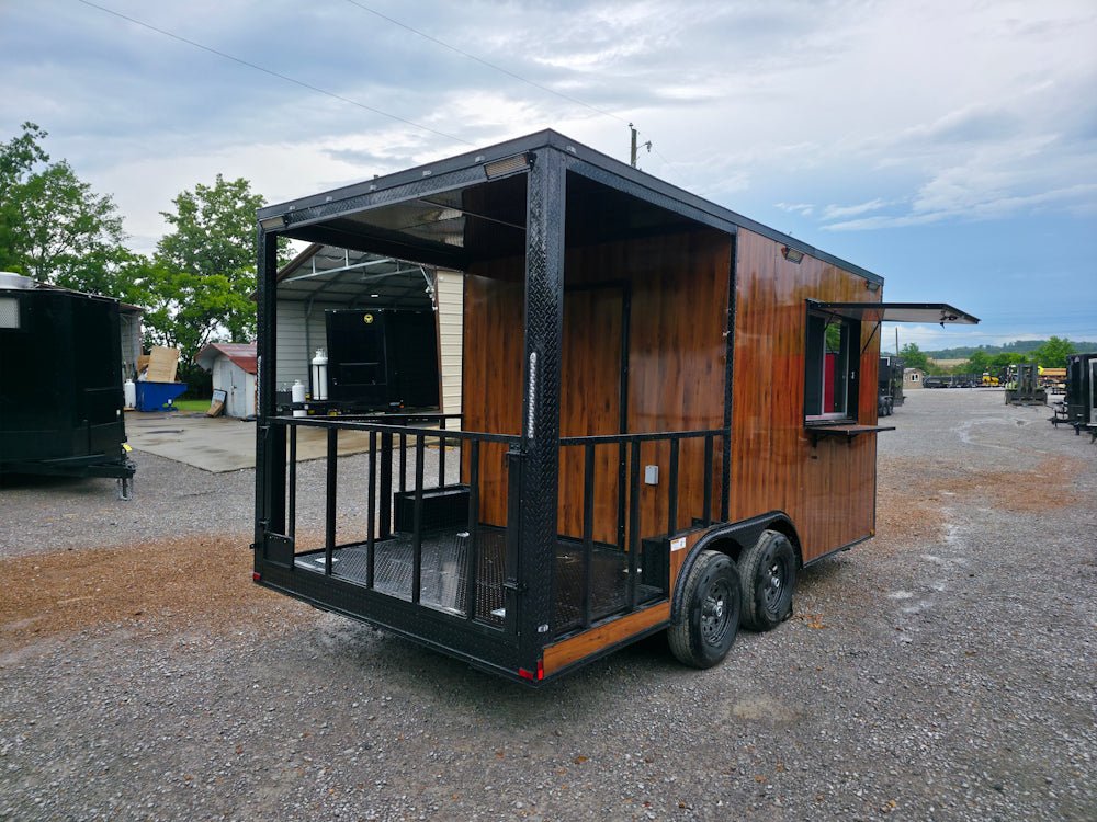135-8.5-x-16-elite-concession-trailer-woodgrain-w-6-porch-event-catering-11.jpg 8.5' X 16' Elite Concession Trailer Woodgrain W/6' Porch Event Catering
