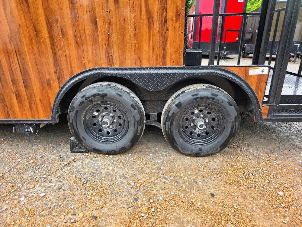 135-8.5-x-16-elite-concession-trailer-woodgrain-w-6-porch-event-catering-5.jpg 8.5' X 16' Elite Concession Trailer Woodgrain W/6' Porch Event Catering