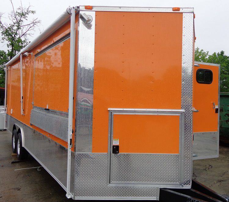 Concession Trailer 8.5'x24' Orange - Vending BBQ Catering Event