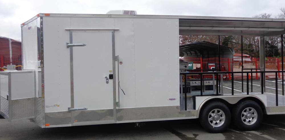 Concession Trailer 8.5'x24' White Custom BBQ Event Catering