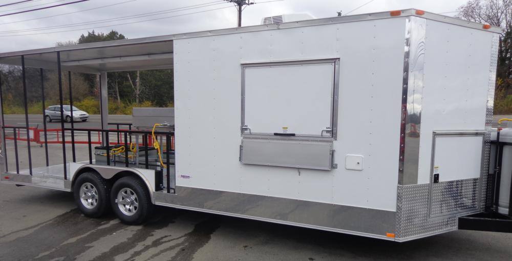 Concession Trailer 8.5'x24' White Custom BBQ Event Catering
