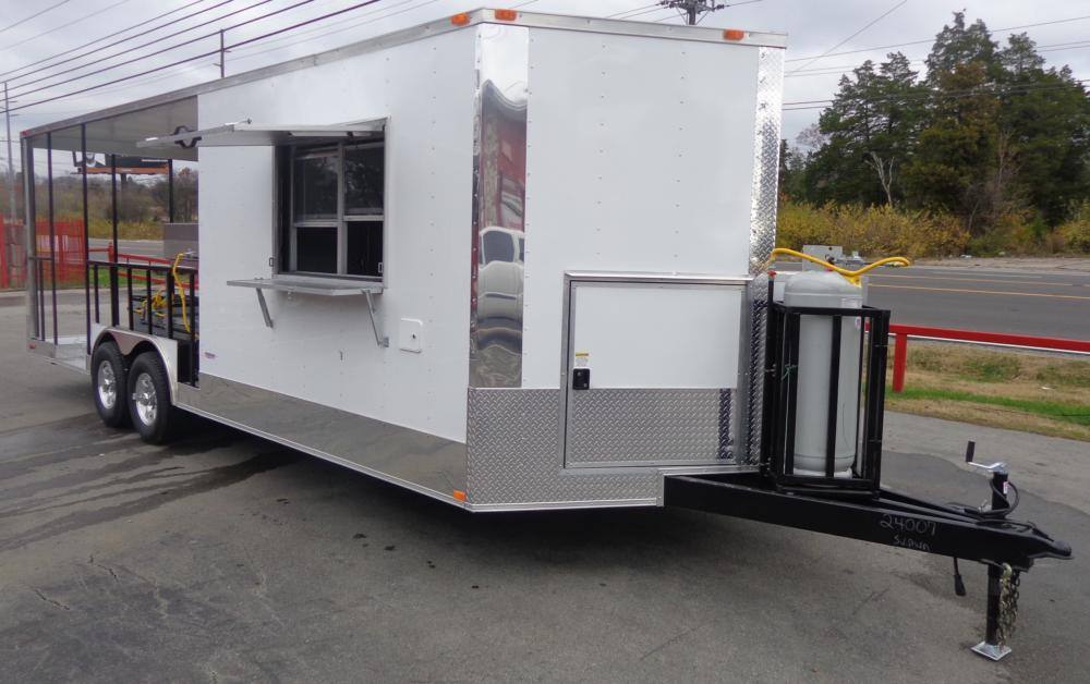 Concession Trailer 8.5'x24' White Custom BBQ Event Catering