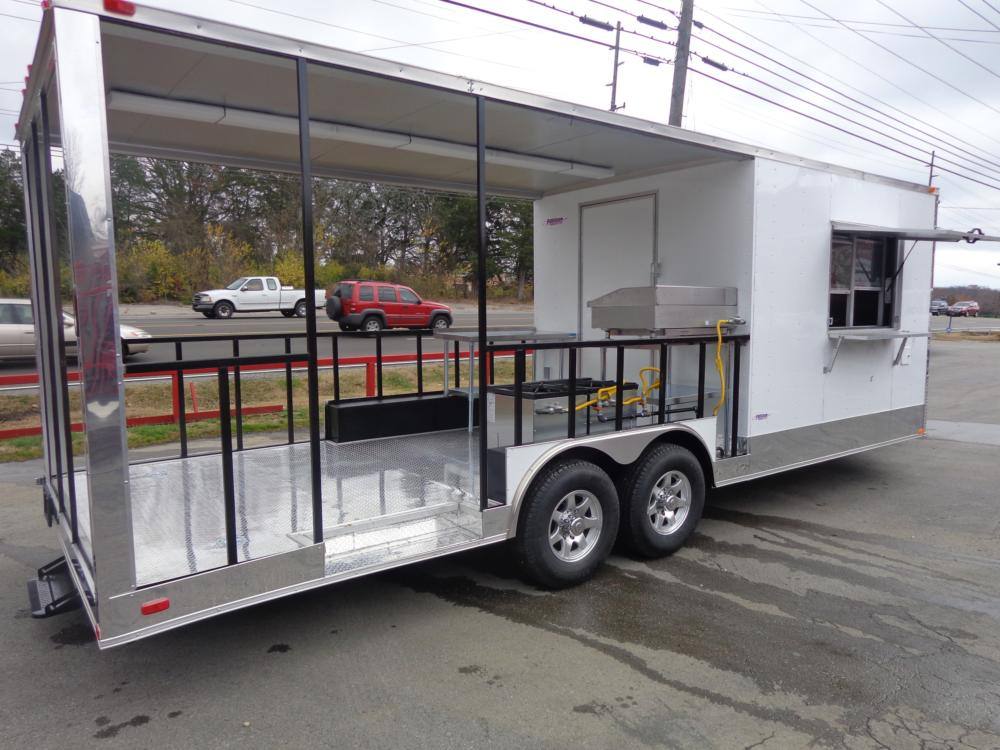 Concession Trailer 8.5'x24' White Custom BBQ Event Catering