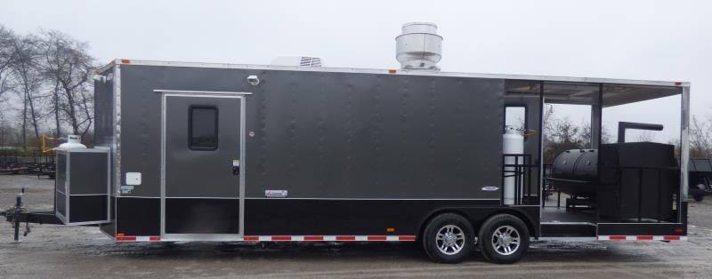 Concession Trailer 8.5'x28' Charcoal Gray - Smoker BBQ Vending Concession