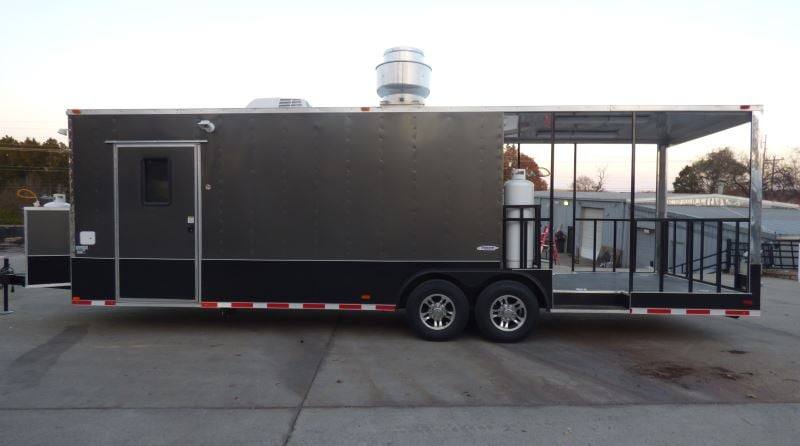 Concession Trailer 8.5'x28' Charcoal Gray - Smoker BBQ Vending Concession