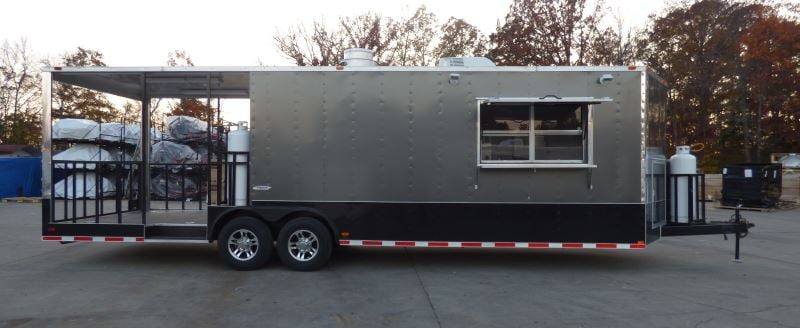 Concession Trailer 8.5'x28' Charcoal Gray - Smoker BBQ Vending Concession