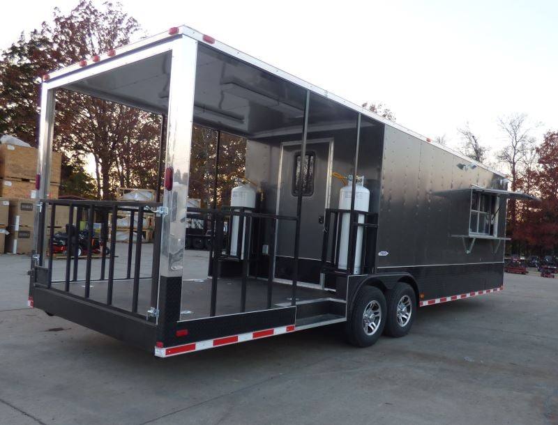 Concession Trailer 8.5'x28' Charcoal Gray - Smoker BBQ Vending Concession