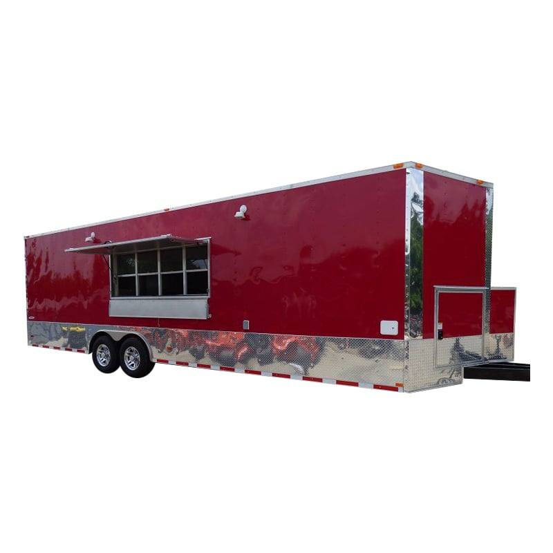 1386-concession-trailer-8.5-x28-red-food-catering-enclosed-kitchen-1.jpg Concession Trailer 8.5'x28' Red - Food Catering Enclosed Kitchen