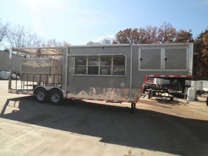 Concession Trailer 8.5'x29' Silver - Gooseneck Catering Event BBQ Smoker