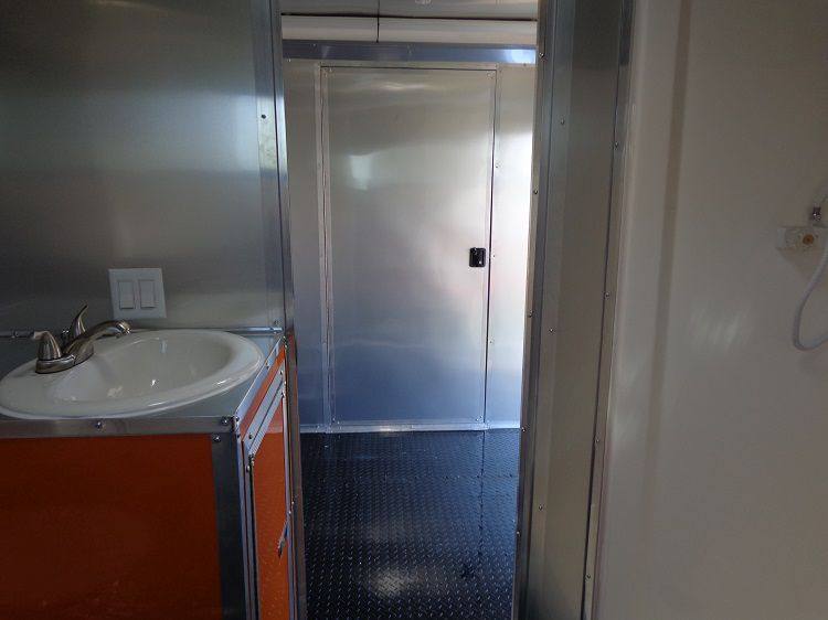 1396-concession-trailer-8.5-x30-event-bbq-smoker-catering-black-orange-restroom-23.jpg Concession Trailer 8.5'x30' Event BBQ Smoker Catering (Black & Orange) Restroom