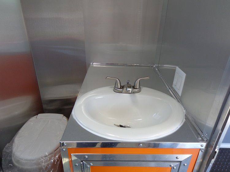 1396-concession-trailer-8.5-x30-event-bbq-smoker-catering-black-orange-restroom-3.jpg Concession Trailer 8.5'x30' Event BBQ Smoker Catering (Black & Orange) Restroom