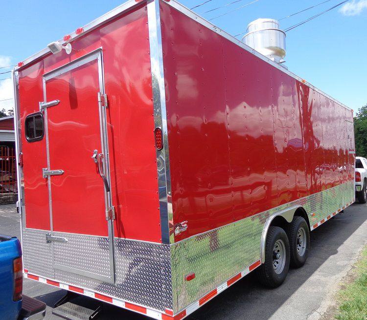 Concession Trailer 8.5'x33' Red - Custom  Event Enclosed Food Gooseneck