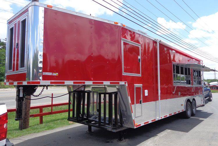 Concession Trailer 8.5'x33' Red - Custom  Event Enclosed Food Gooseneck