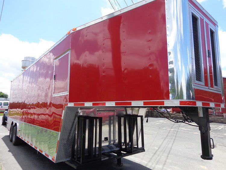 Concession Trailer 8.5'x33' Red - Custom  Event Enclosed Food Gooseneck
