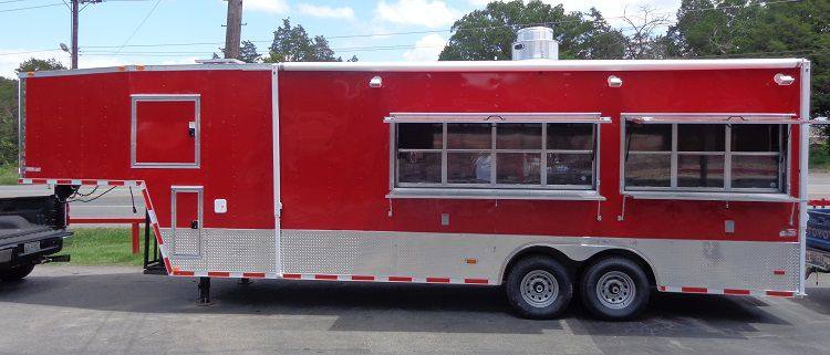 Concession Trailer 8.5'x33' Red - Custom  Event Enclosed Food Gooseneck