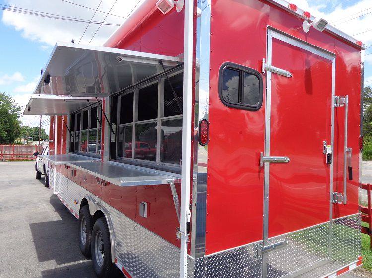 Concession Trailer 8.5'x33' Red - Custom  Event Enclosed Food Gooseneck