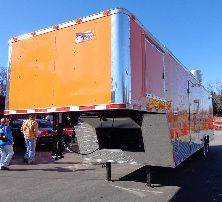 Concession Trailer 8.5'x34' Food Event Catering Gooseneck (Orange) Restroom