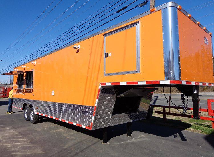 Concession Trailer 8.5'x34' With Appliances - Gooseneck (Orange) Restroom
