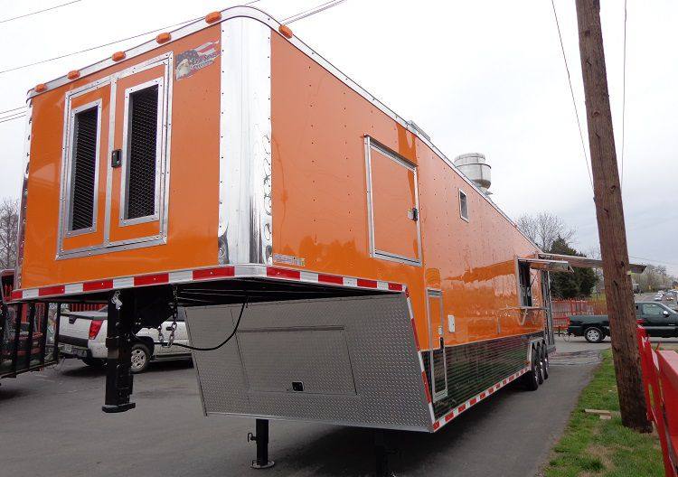 Concession Trailer 8.5'x40' Gooseneck BBQ Smoker Catering (Orange)