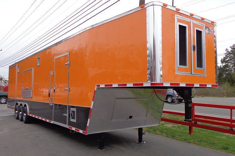 Concession Trailer 8.5'x40' Gooseneck BBQ Smoker Catering (Orange)