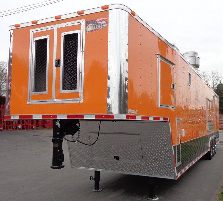 Concession Trailer 8.5'x40' Gooseneck BBQ Smoker Catering (Orange)