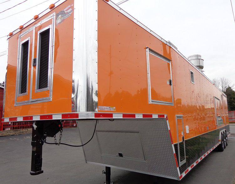 Concession Trailer 8.5'x40' Gooseneck BBQ Smoker Catering (Orange)
