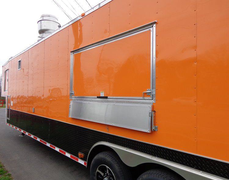 Concession Trailer 8.5'x40' Gooseneck BBQ Smoker Catering (Orange)