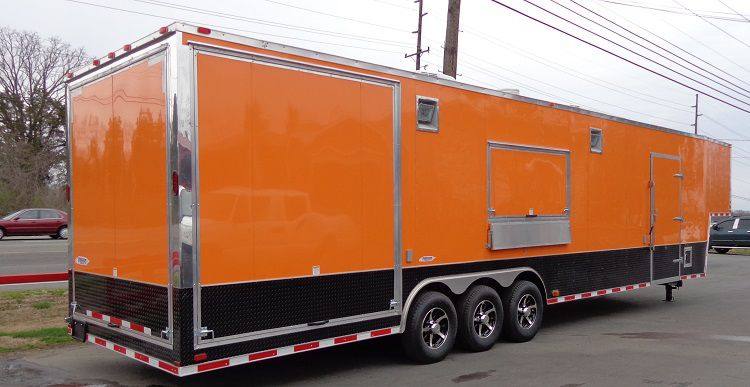 Concession Trailer 8.5'x40' Gooseneck BBQ Smoker Catering (Orange)