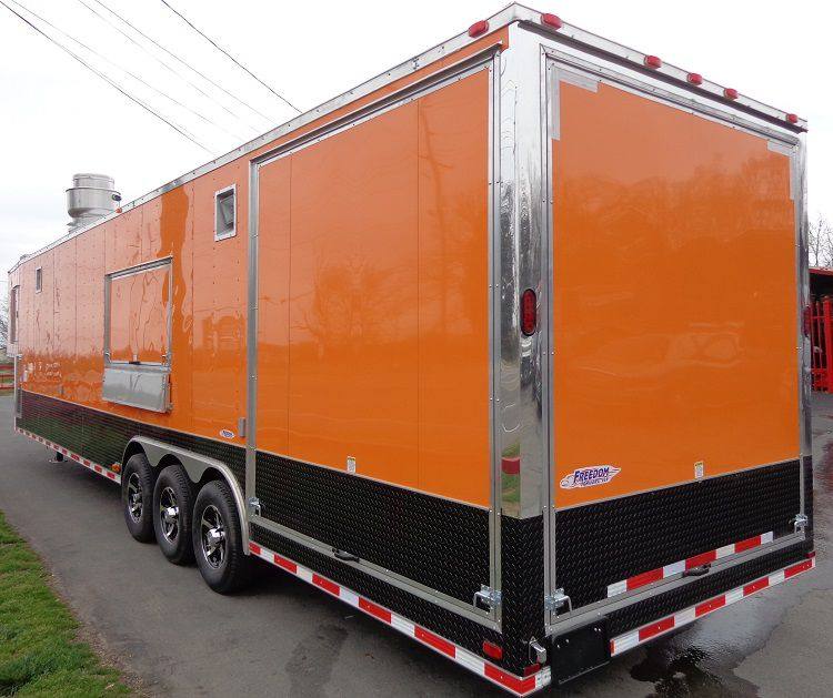 Concession Trailer 8.5'x40' Gooseneck BBQ Smoker Catering (Orange)