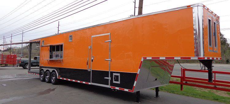 Concession Trailer 8.5'x40' Gooseneck BBQ Smoker Catering (Orange)