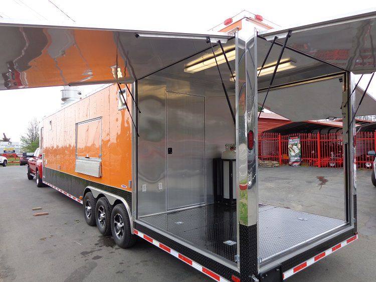 Concession Trailer 8.5'x40' Gooseneck Catering BBQ Smoker Food (Orange)