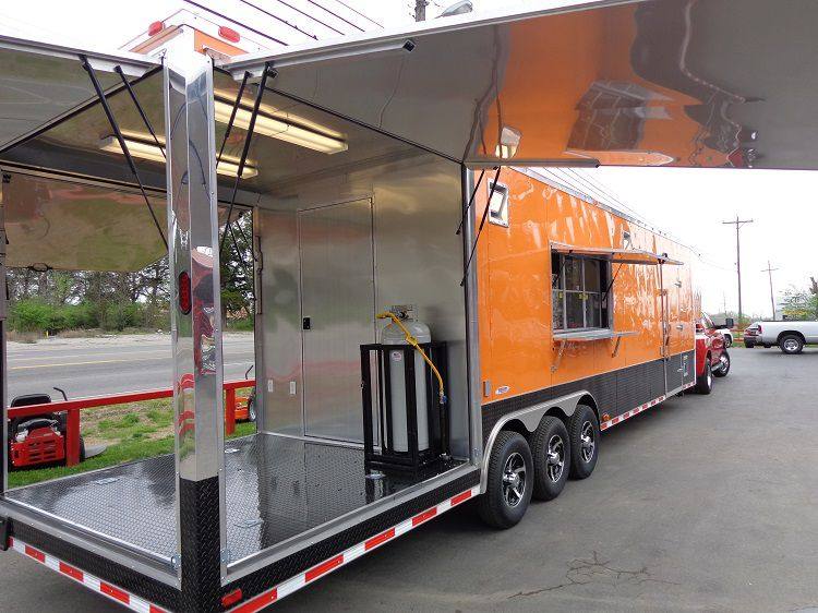 Concession Trailer 8.5'x40' Gooseneck Catering BBQ Smoker Food (Orange)
