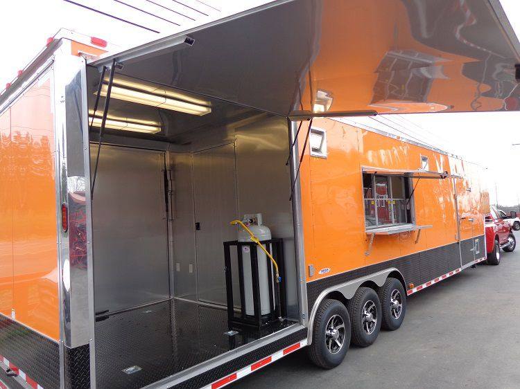 Concession Trailer 8.5'x40' Gooseneck Catering BBQ Smoker Food (Orange)