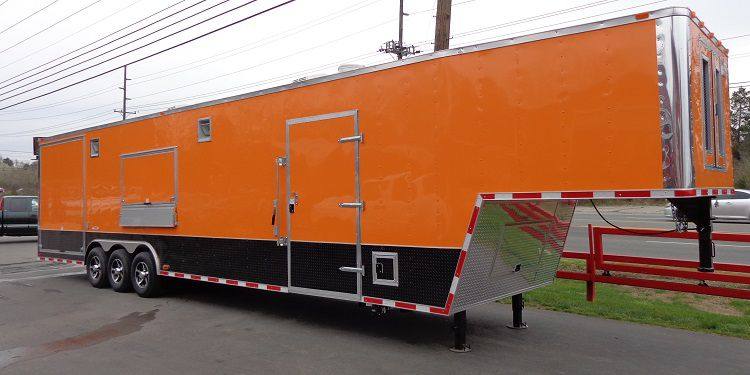 Concession Trailer 8.5'x40' Gooseneck Catering BBQ Smoker Food (Orange)
