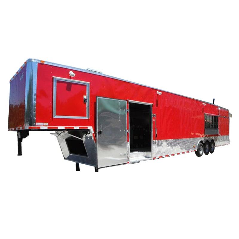 Concession Trailer 8.5'x48' Red - Gooseneck Food BBQ Smoker Catering