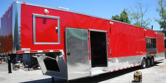 1421-concession-trailer-8.5-x48-red-gooseneck-food-bbq-smoker-catering-2.jpg Concession Trailer 8.5'x48' Red - Gooseneck Food BBQ Smoker Catering