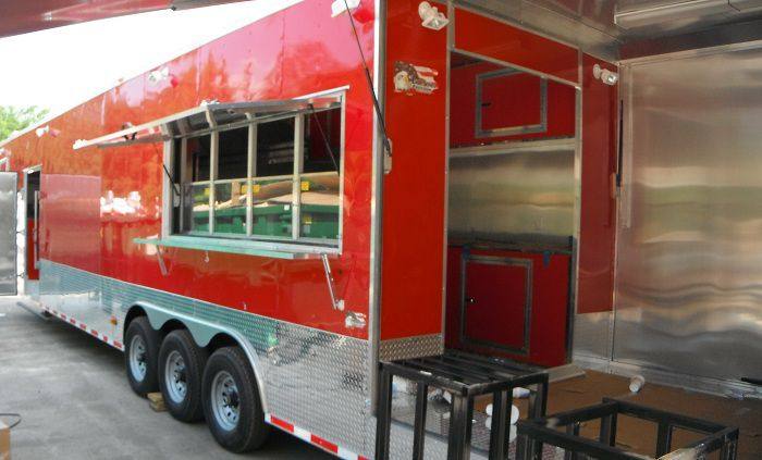 1421-concession-trailer-8.5-x48-red-gooseneck-food-bbq-smoker-catering-5.jpg Concession Trailer 8.5'x48' Red - Gooseneck Food BBQ Smoker Catering